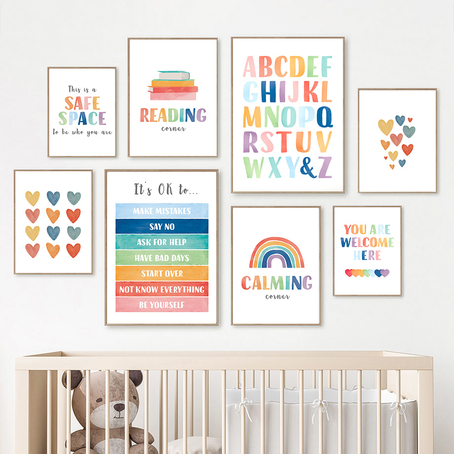 Kids Education Quote - Rainbow Classroom Wall Art Educational Kids