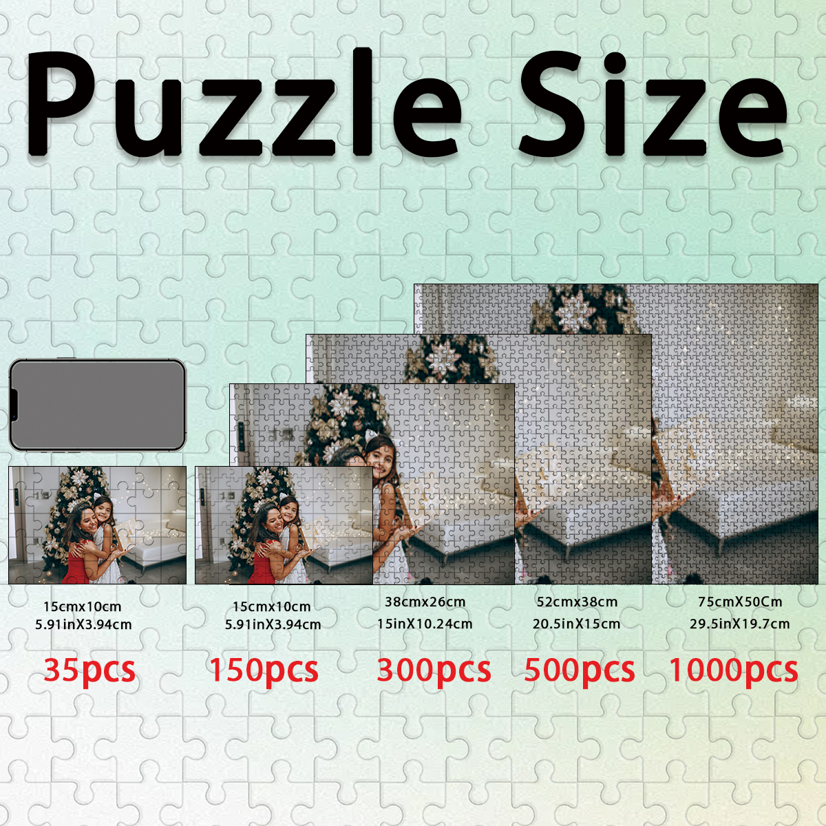 Kids Educational Poster - 35/300/500pcs family Custom Photo Personalised Decompression