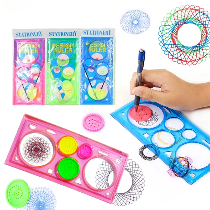 Kids Education Template - Geometry Spirograph Drawing Stencils Set Painting