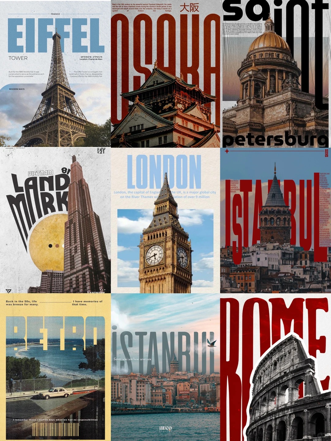Kids Educational Poster - 500/1000 pcs Jigsaw Puzzle Retro City