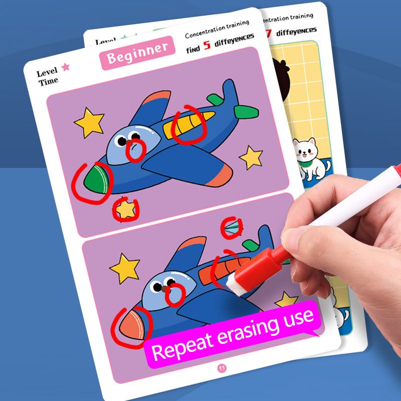 Kids Early Education Books - Kids Find Difference Flash Cards Concentration
