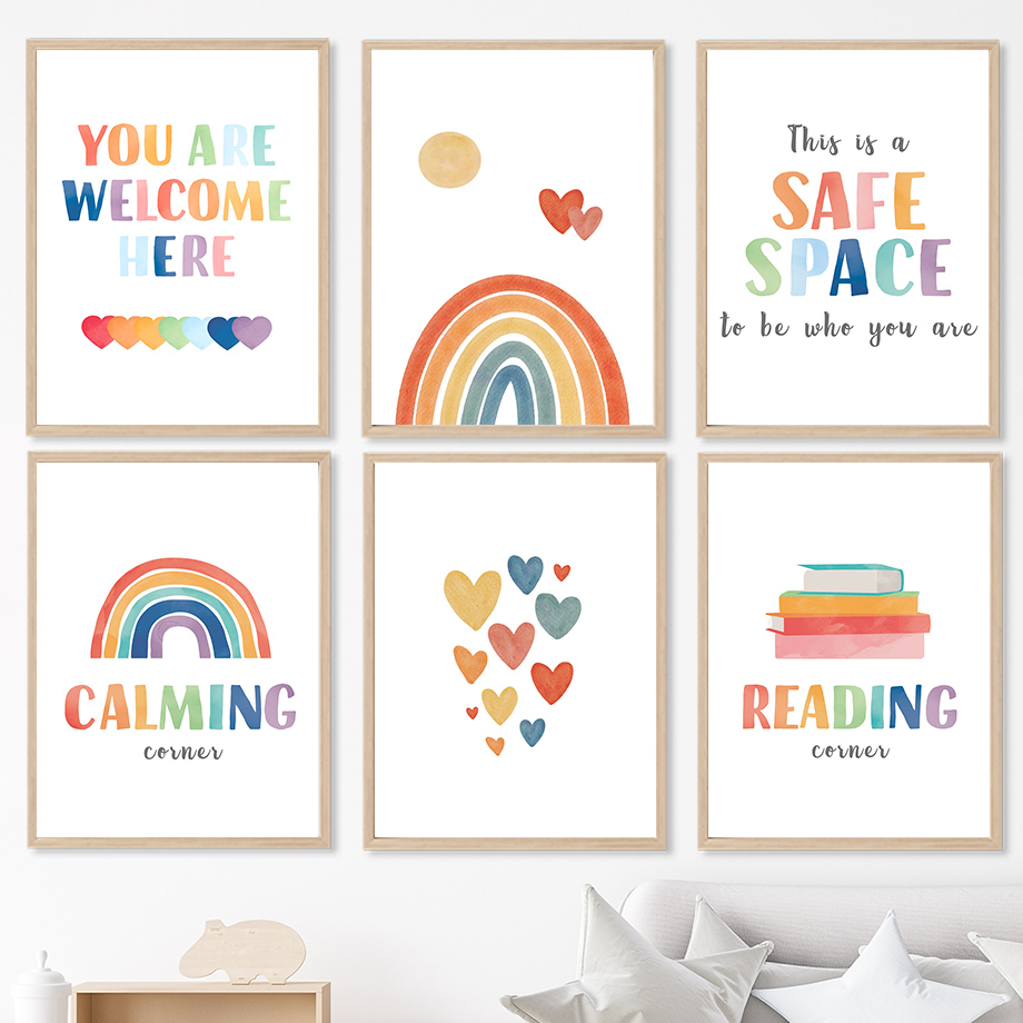 Rainbow Classroom Wall Art Edu - مراجعة Kids Education Quote وسعره