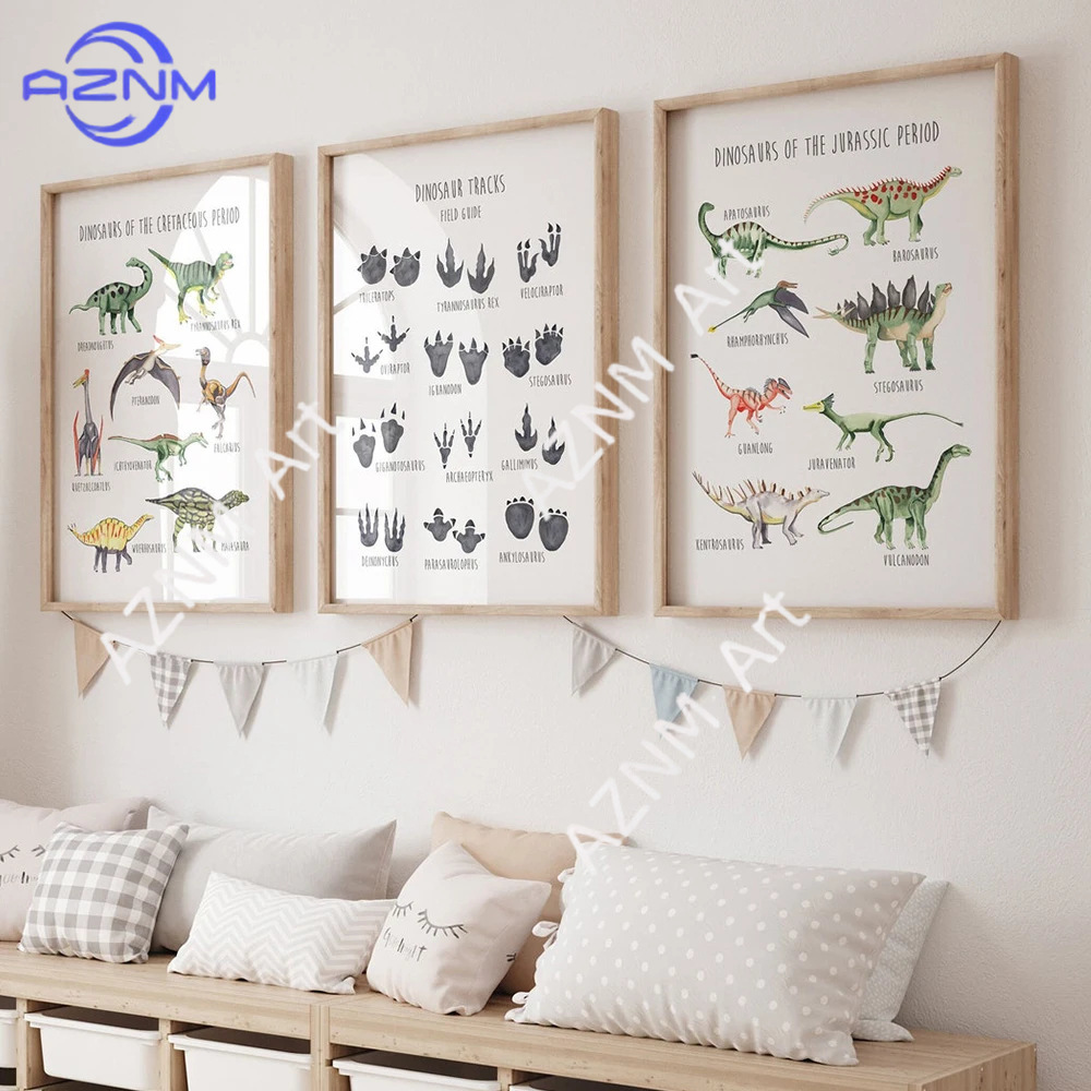 1/3PCS ，The cartoon dinosaur s - مراجعة Kids Educational Poster وسعره