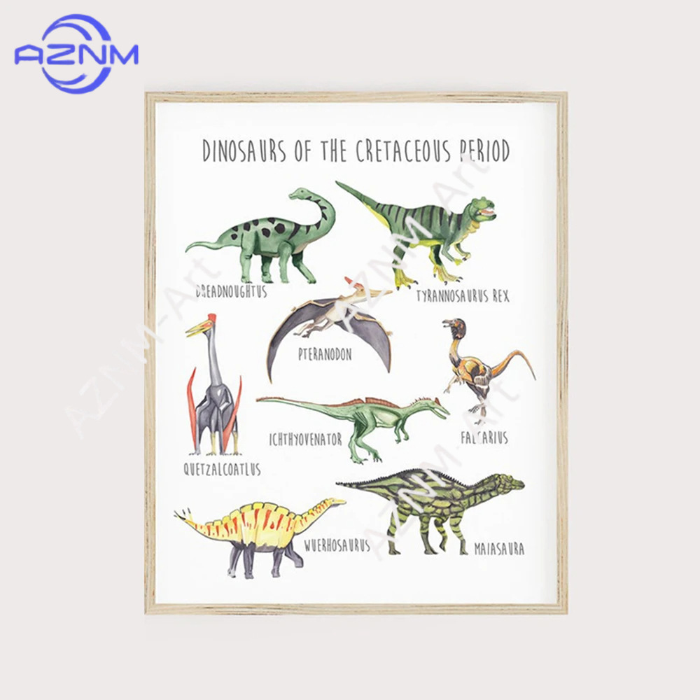 1/3PCS ，The cartoon dinosaur s - مراجعة Kids Educational Poster وسعره