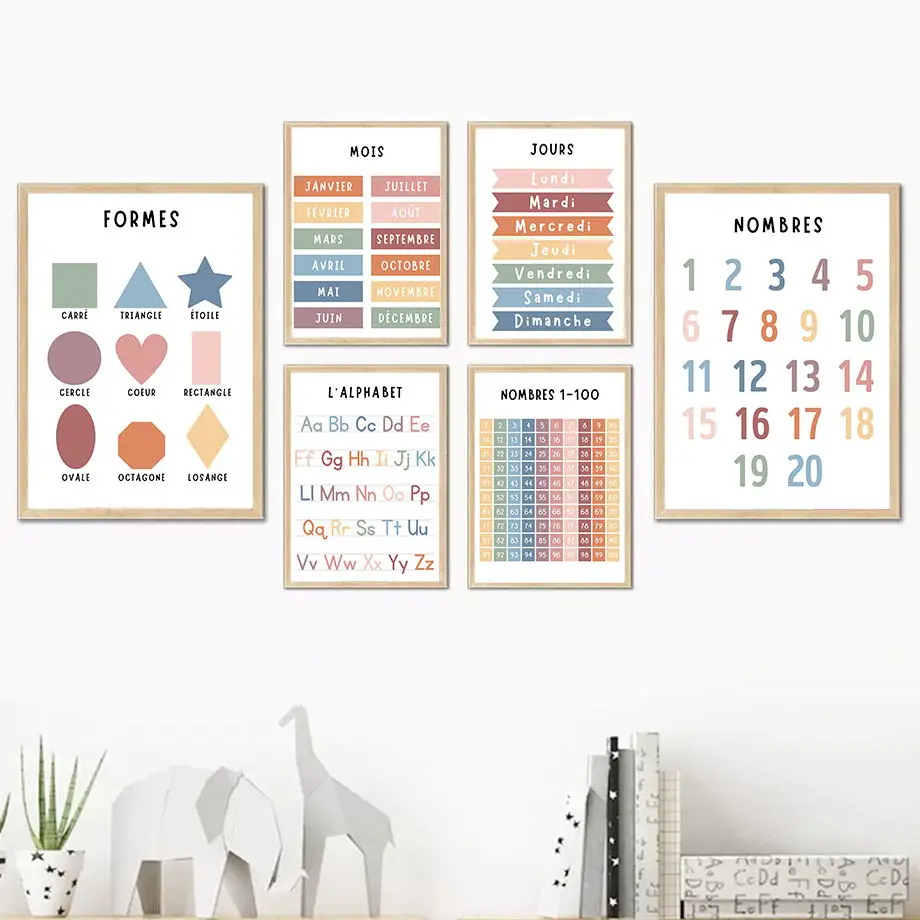 English French Number Alphabet - مراجعة Kids Educational Poster وسعره