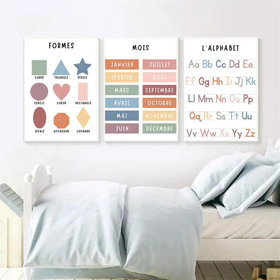 English French Number Alphabet - مراجعة Kids Educational Poster وسعره