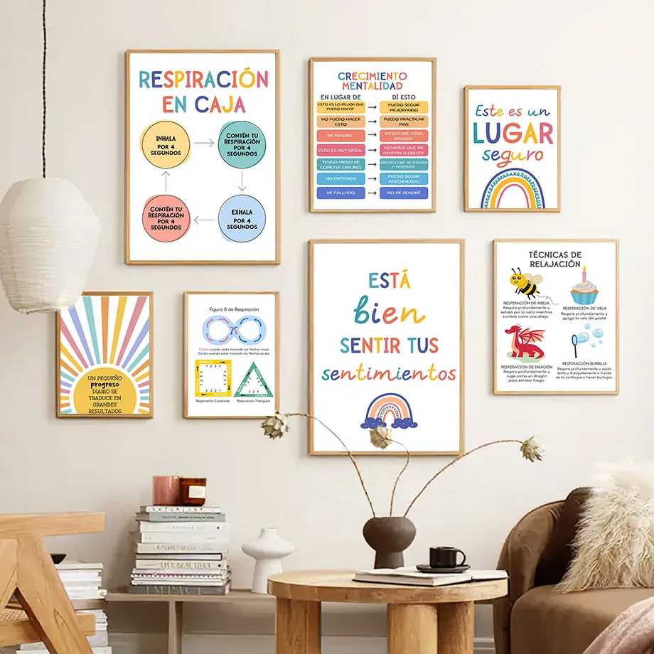 Spanish Education Motto Rainbo - مراجعة Kids Educational Poster وسعره