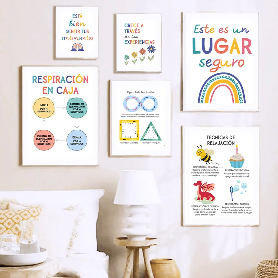 Spanish Education Motto Rainbo - مراجعة Kids Educational Poster وسعره