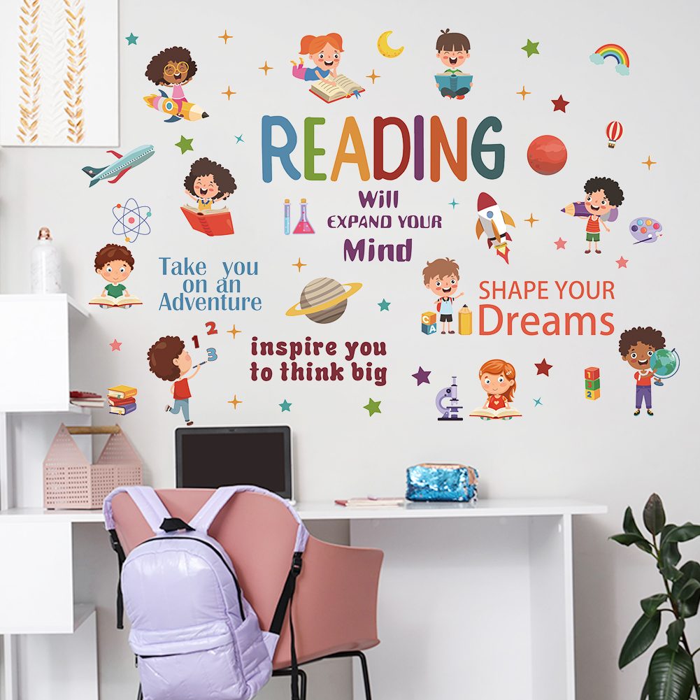 Reading Inspirational Wall Sti - مراجعة Kids Education Quote وسعره