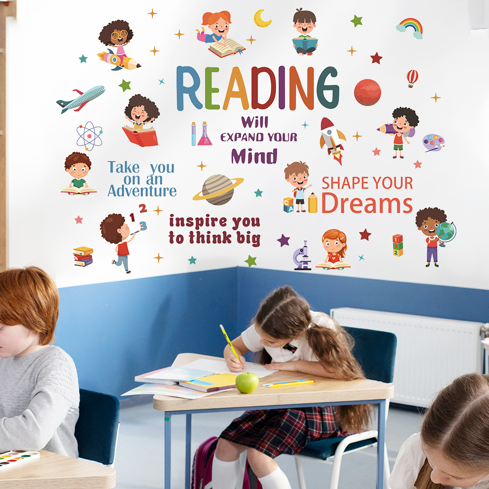 Reading Inspirational Wall Sti - مراجعة Kids Education Quote وسعره