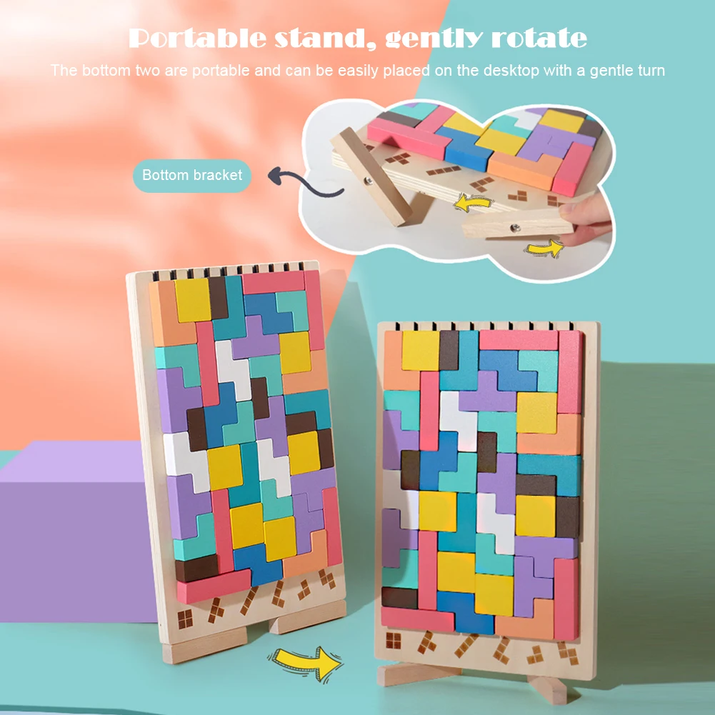 3D Wooden Tetris Puzzle - Kids - مراجعة Kids Education Level وسعره