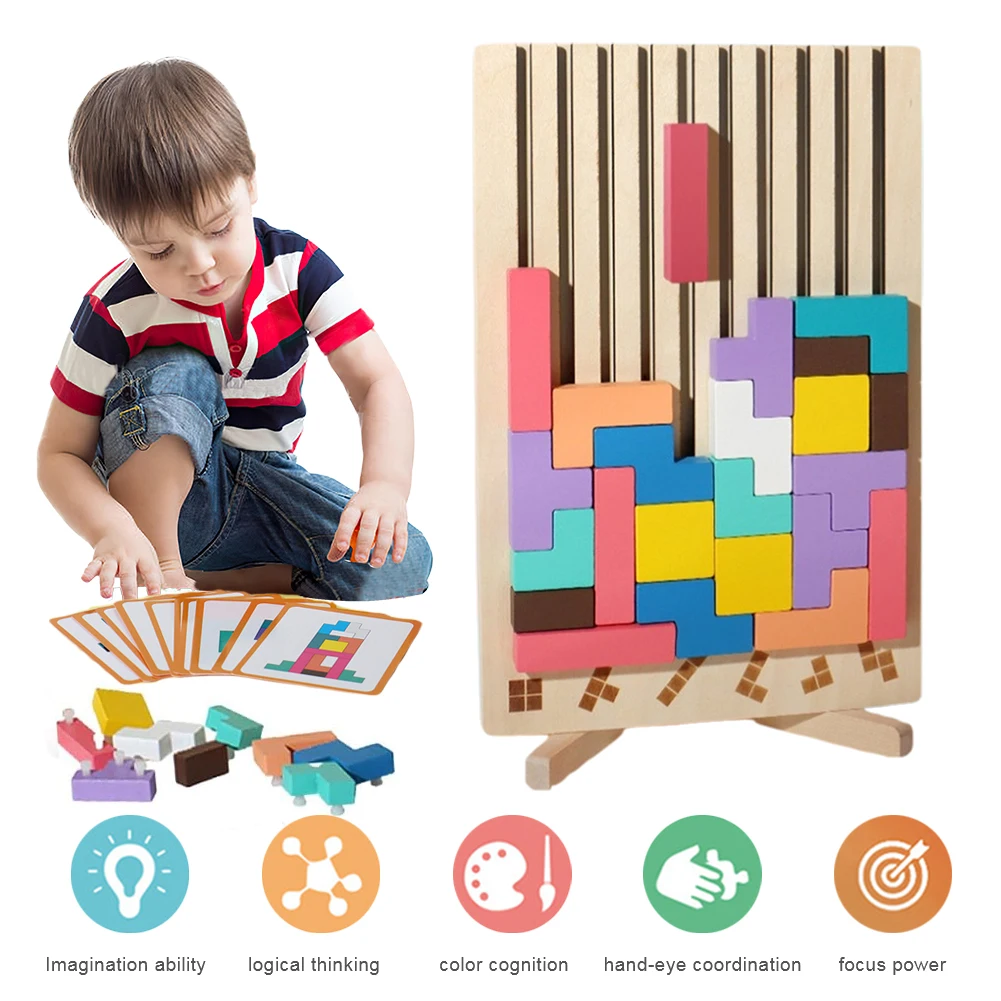 3D Wooden Tetris Puzzle - Kids - مراجعة Kids Education Level وسعره