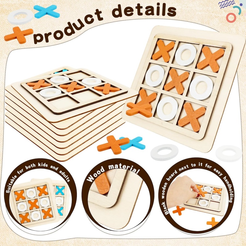 Wooden Tic Tac Toe Games Puzzl - مراجعة Kids Education Template وسعره