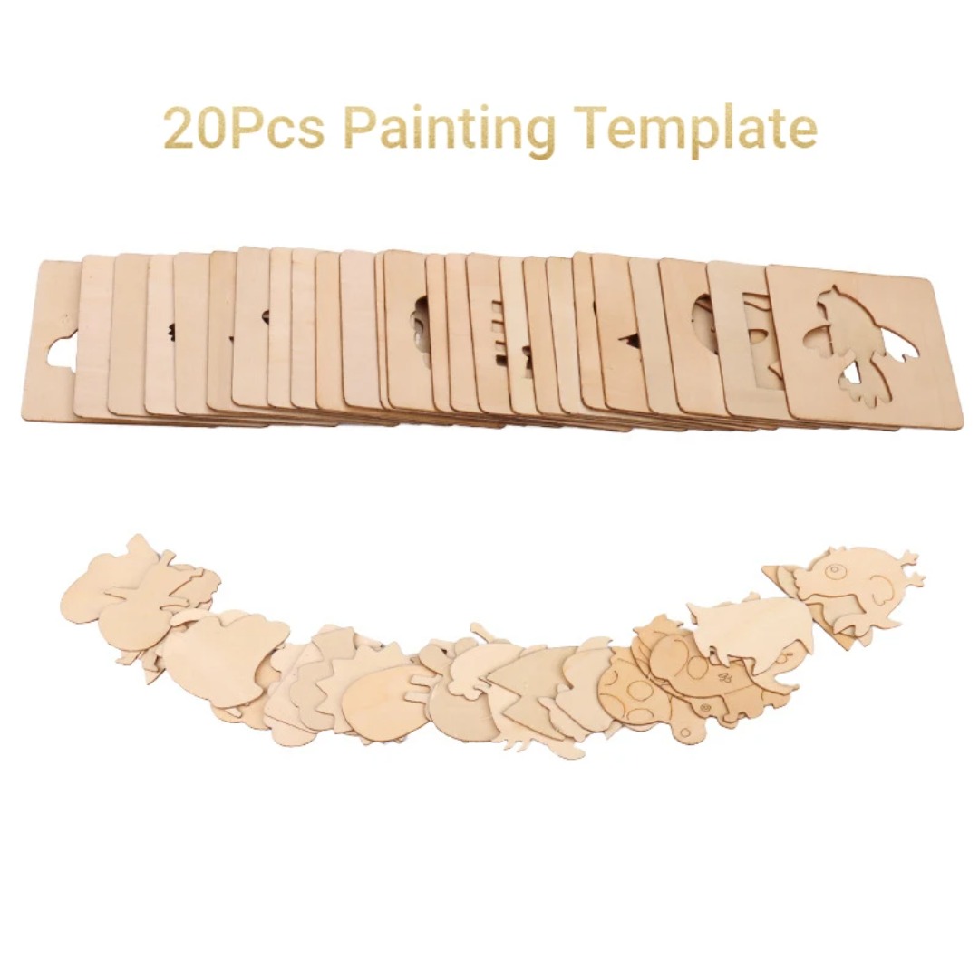20PCS Montessori Wooden Drawin - مراجعة Kids Education Template وسعره