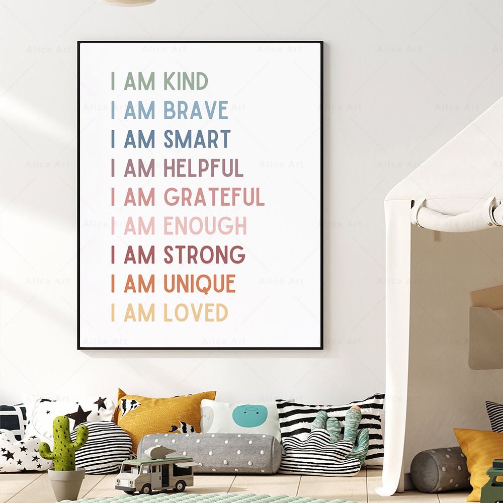 Affirmations for Kids Room Pos - مراجعة Kids Education Quote وسعره