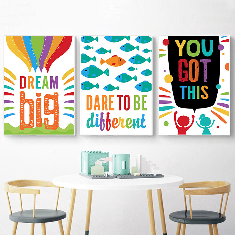 Colorful Cute Dream Big Quotes - مراجعة Kids Education Quote وسعره