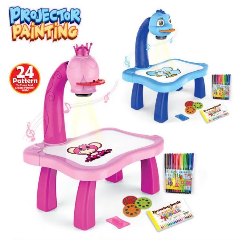 Children Painting Board Desk L - مراجعة Drawing Projector Kids وسعره