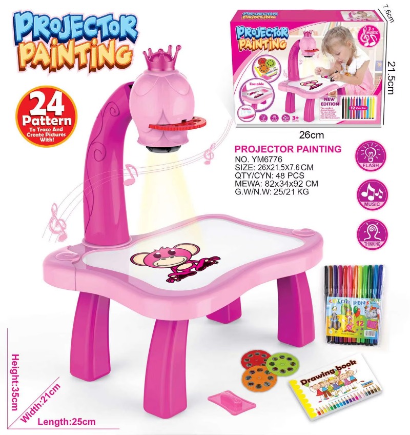 Children Painting Board Desk L - مراجعة Drawing Projector Kids وسعره