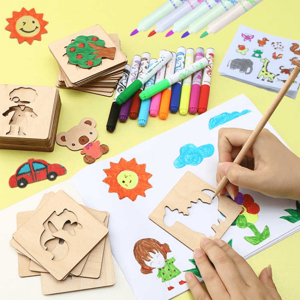 20pcs Kids Drawing Toys Wooden - مراجعة Kids Education Template وسعره