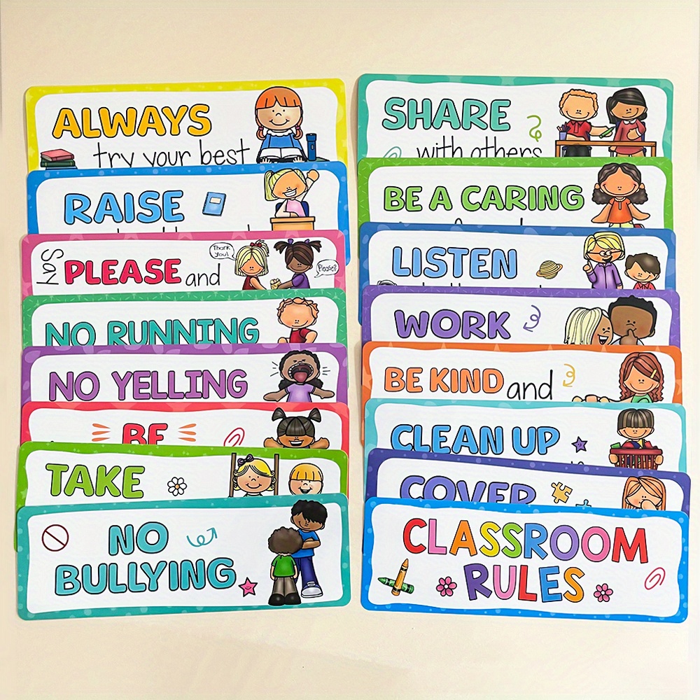 16 Pcs Classroom Rules Learnin - مراجعة Phonics Card Game وسعره