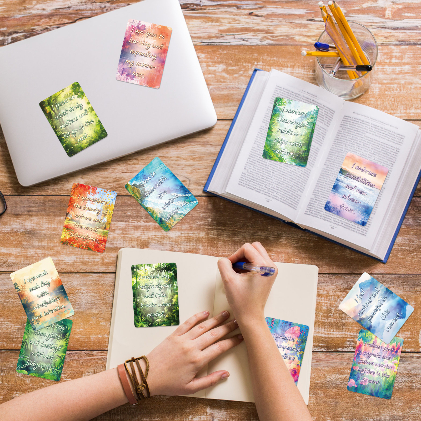 50Pcs Watercolor Landscape Ins - مراجعة Kids Education Quote وسعره