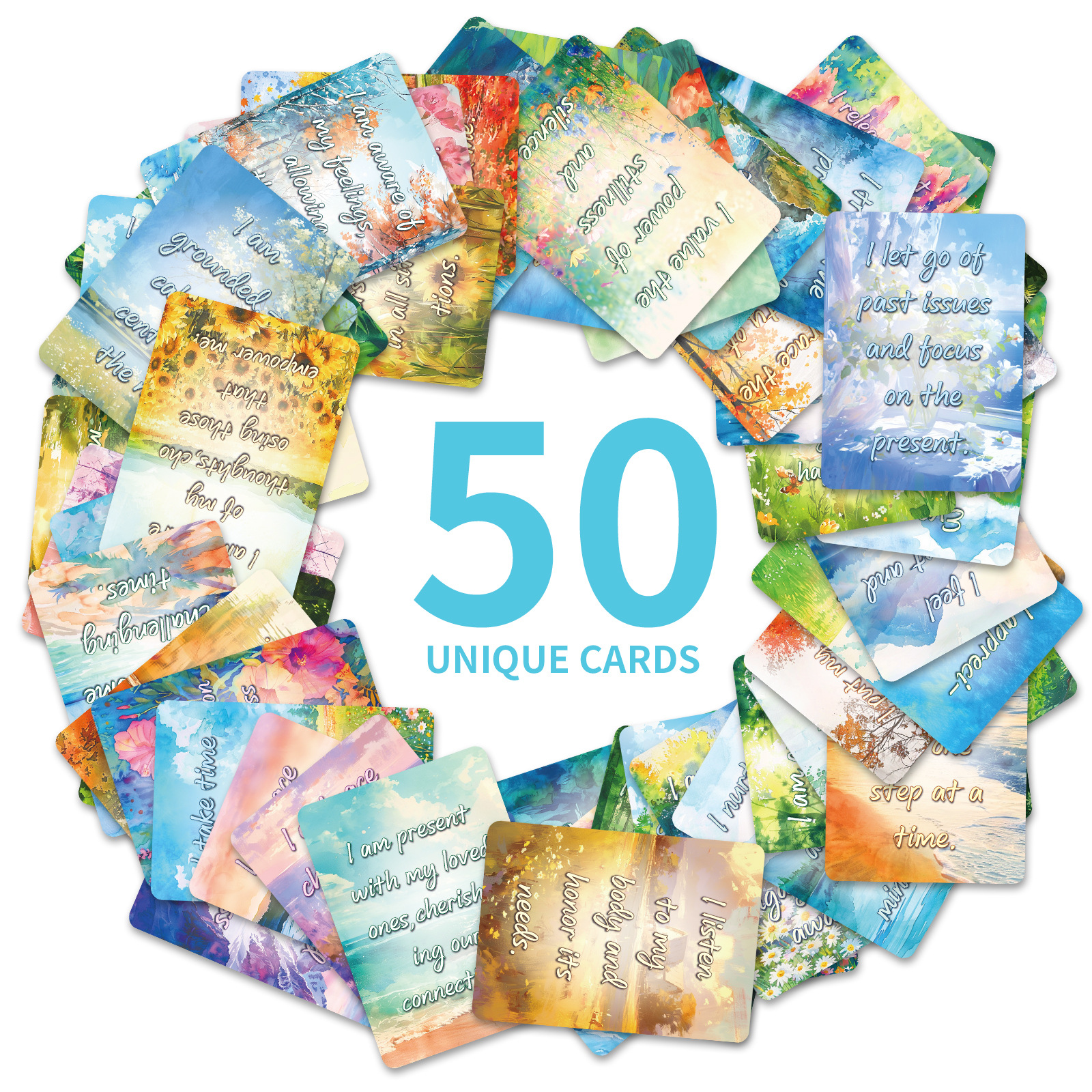50Pcs Watercolor Landscape Ins - مراجعة Kids Education Quote وسعره