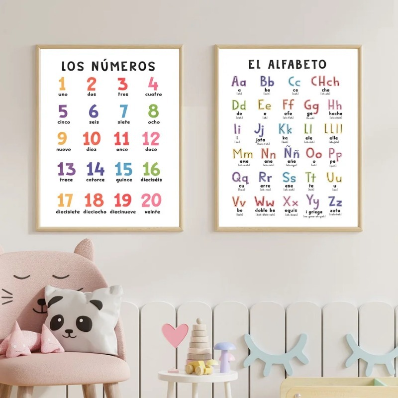 Educational Spanish Alphabet N - مراجعة Kids Educational Poster وسعره